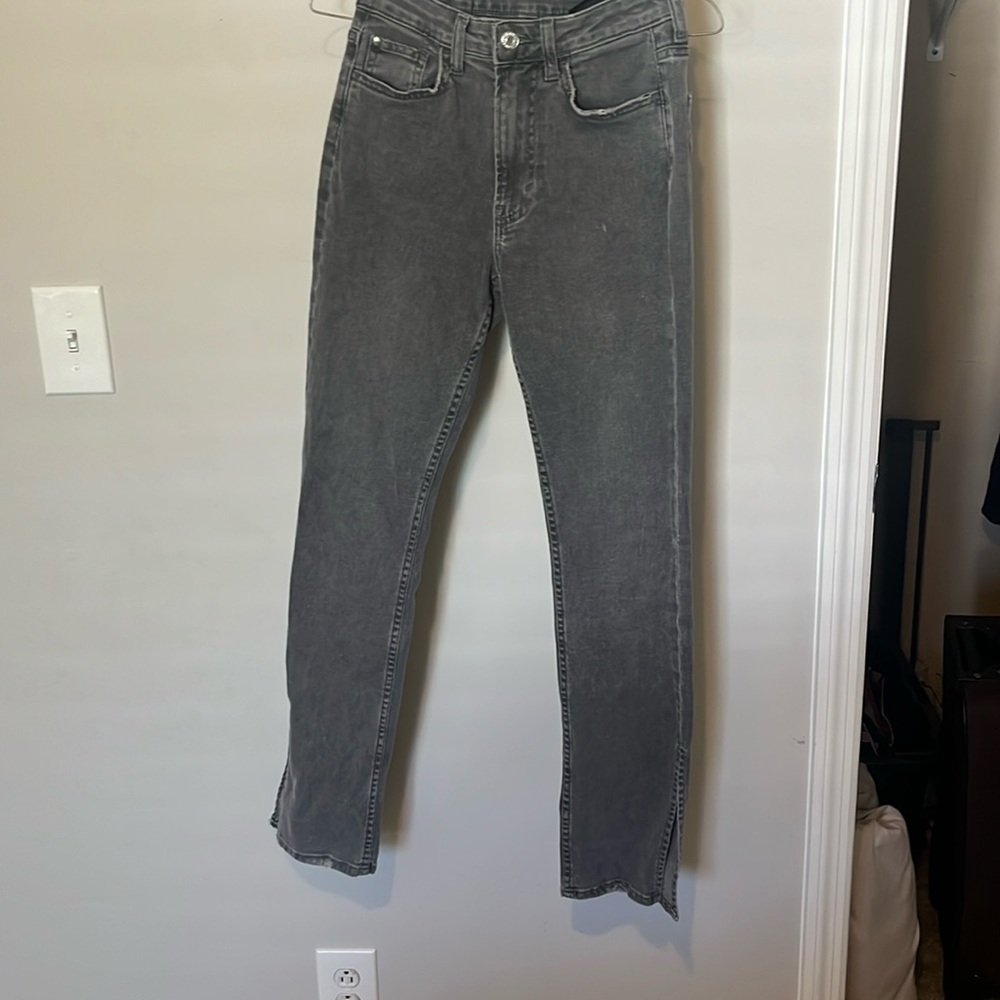 White wash black jeans w/ slit